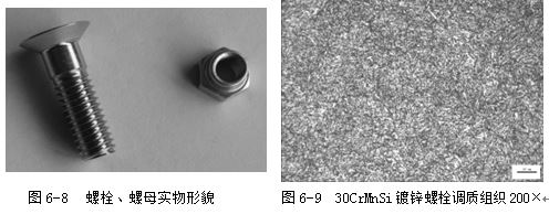 螺母實物形貌，30CrMnSi鍍鋅螺栓調質組織200×