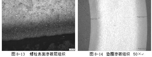 墊圈因硬度低進行滲碳處理，滲碳處理后的滲碳組織見圖
