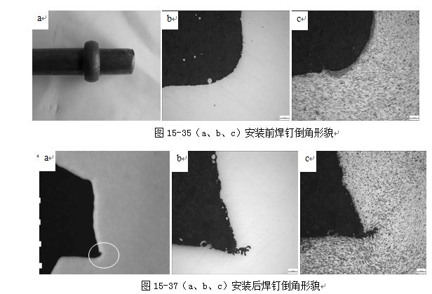 圖15-37（a、b、c）安裝后焊釘?shù)菇切蚊? /> 
</p>
<p style=